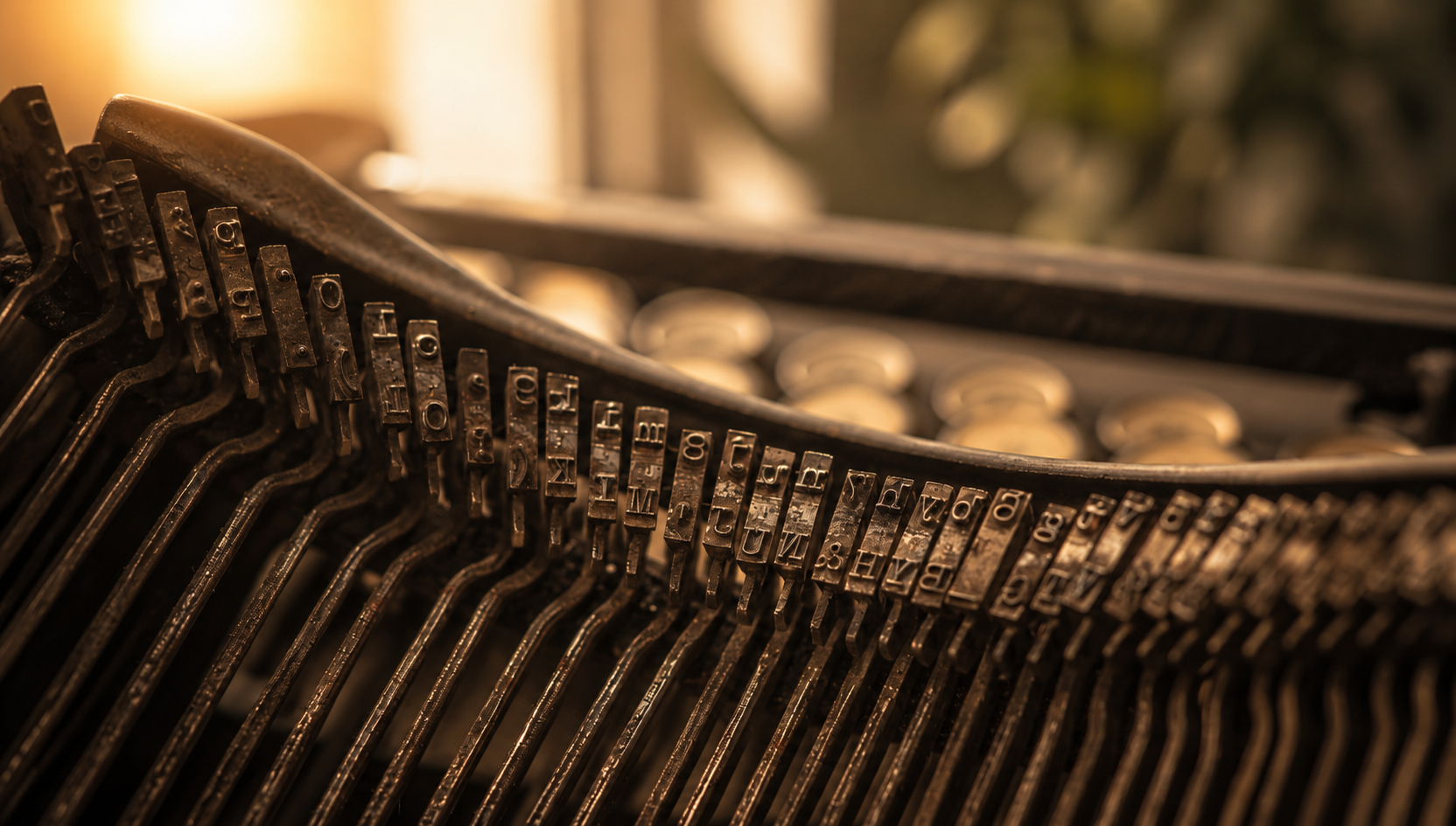 Detail einer Schreibmaschine im Abendlicht